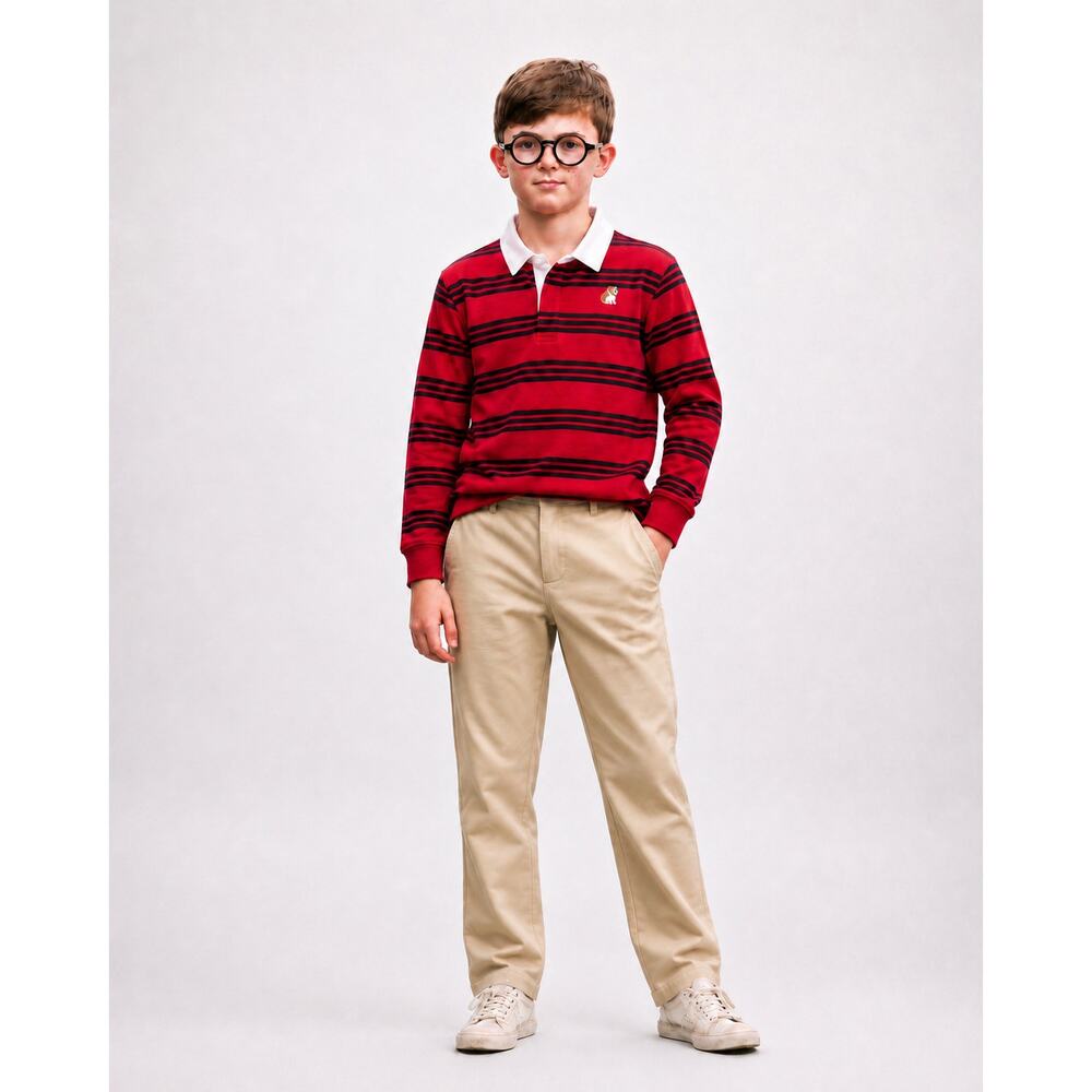 NWT Janie and Jack Striped Boys Rugby Polo Sz10 Varsity Red Stripe deadstock
